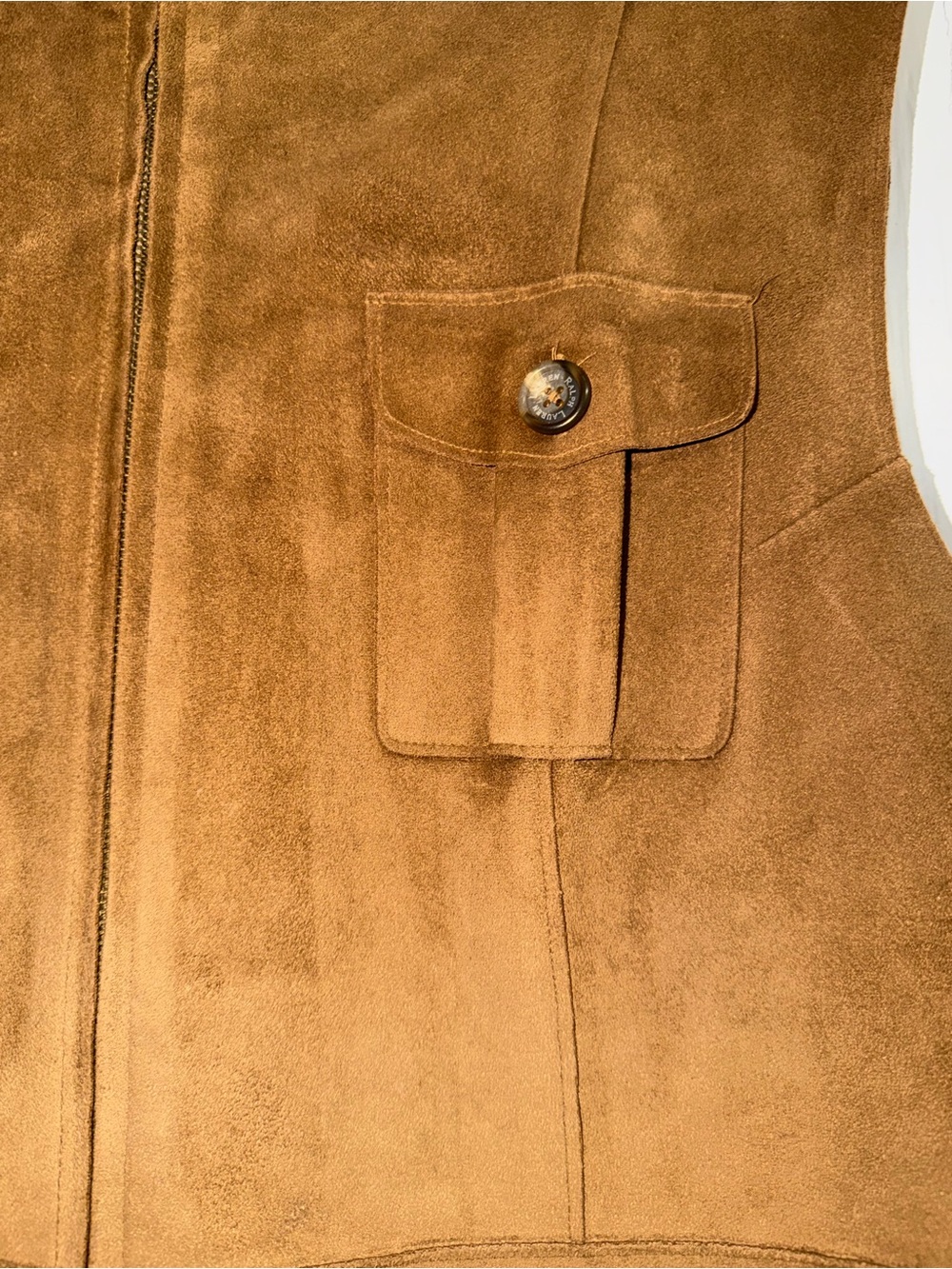 Ralph Lauren women's size XL Tan faux Suede Vest waistcoat zipper - Picture 3 of 4